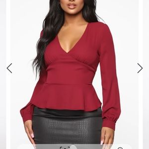 burgundy Parisa Blouse fashion nova
